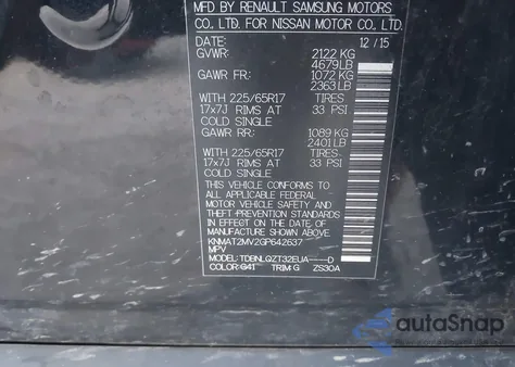 2016 Nissan Rogue Sv z USA, uszkodzony, nr VIN KNMAT2MV2GP642637